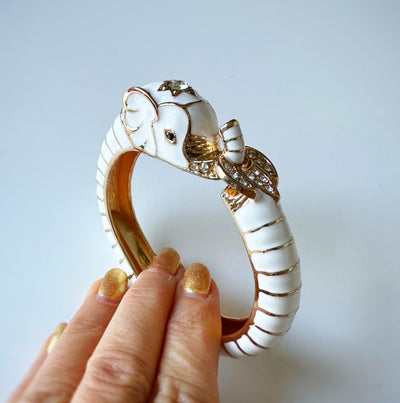 White Elephant Click Clack Bracelet Cuff