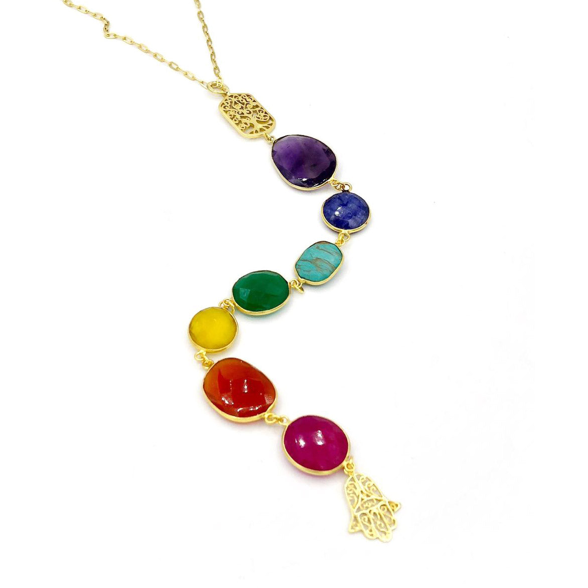 Gemstone 7 Chakra Necklace - Long