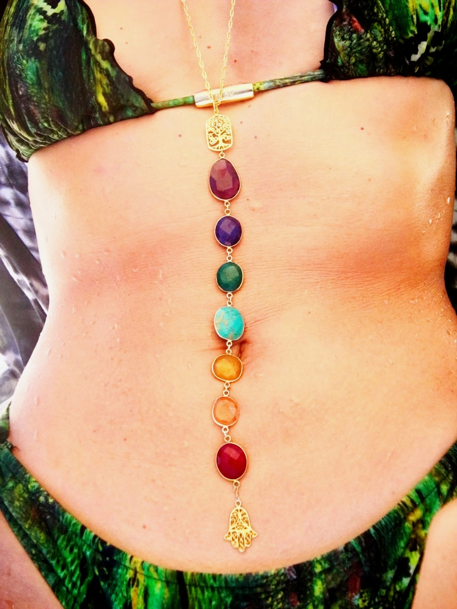 Gemstone 7 Chakra Necklace - Long