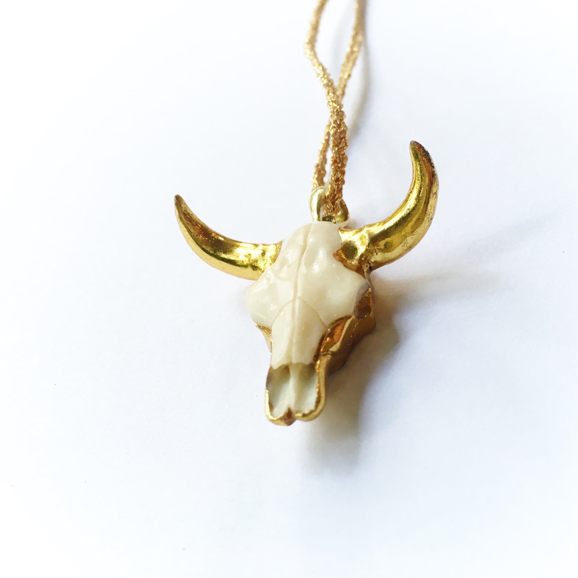 Buffalo Skull Medicine Pendant - White Bone