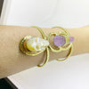 Happy Skull Cuff with Brazilian Amethyst and Sculpted Mother of Pearl