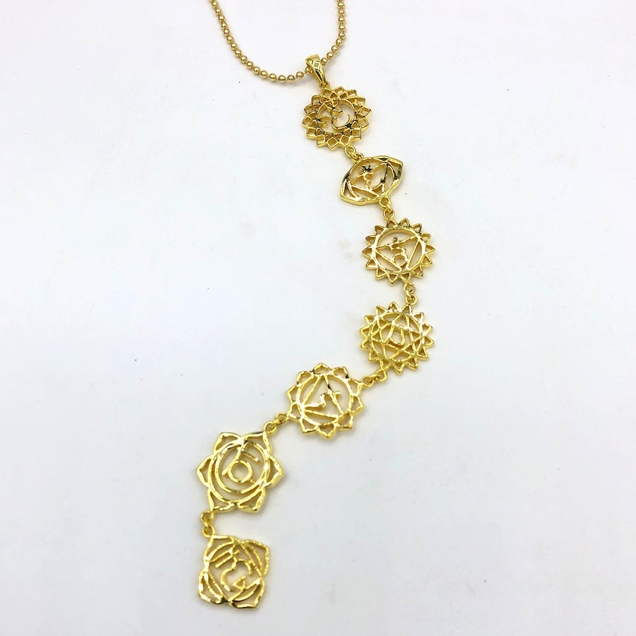 7 Chakras Necklace Gold