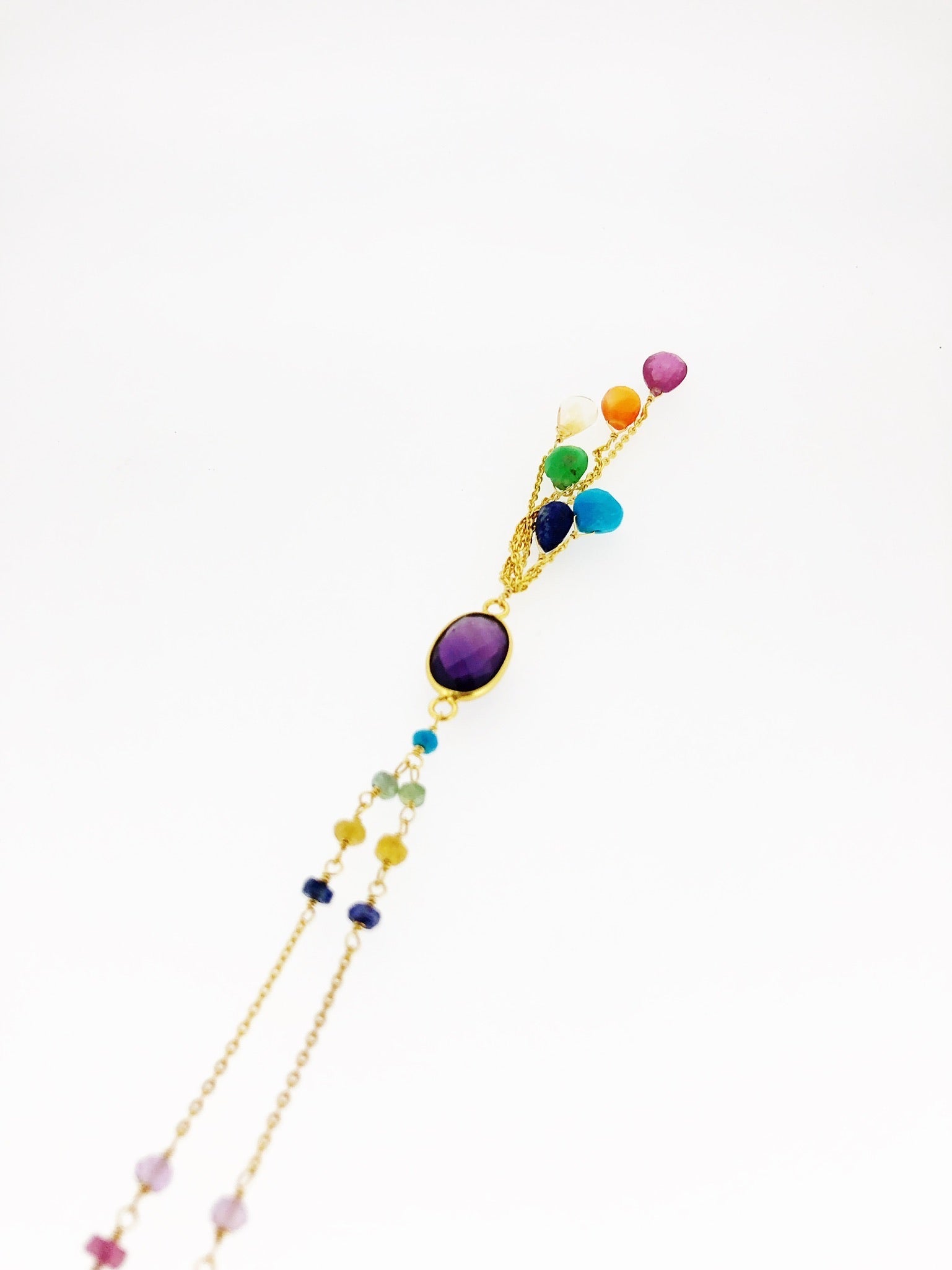 Gemstone Waterfall 7 Chakra Necklace