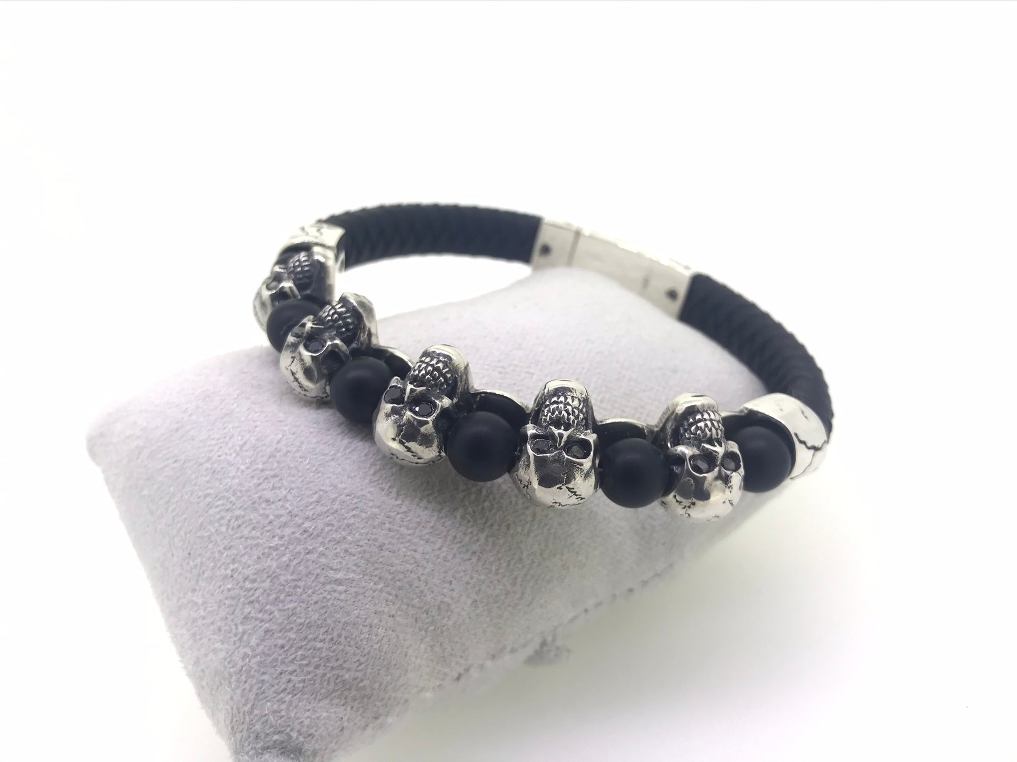 Mark Baker Skull Bracelet - Silver and Black Diamonds by Gypsy Belles