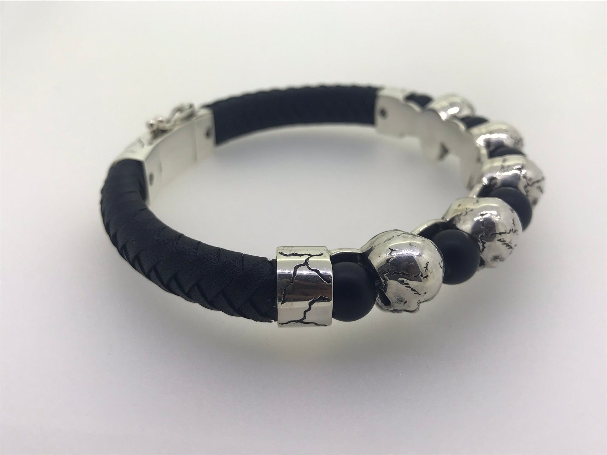 Mark Baker Skull Bracelet - Silver and Black Diamonds by Gypsy Belles