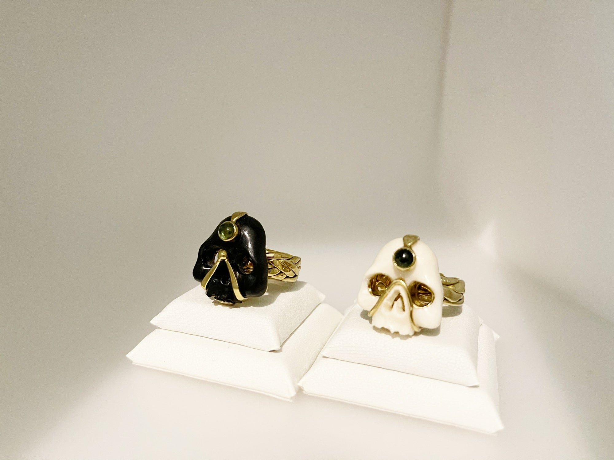 Mark Baker Skull - Jedi Bone & Tourmaline Cabochon Ring