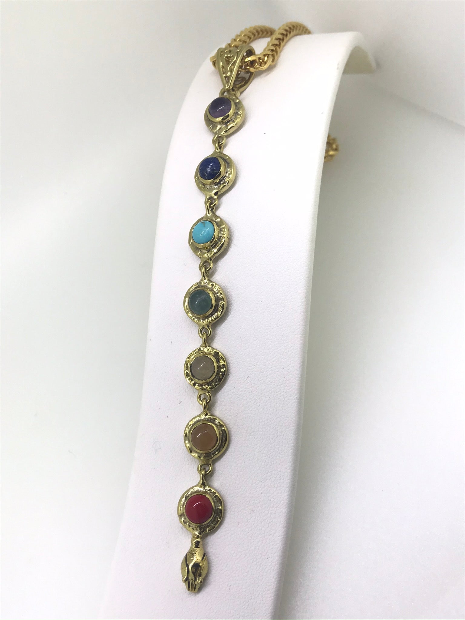 Kundalini 7 Chakra articulated Gemstone Snake Head