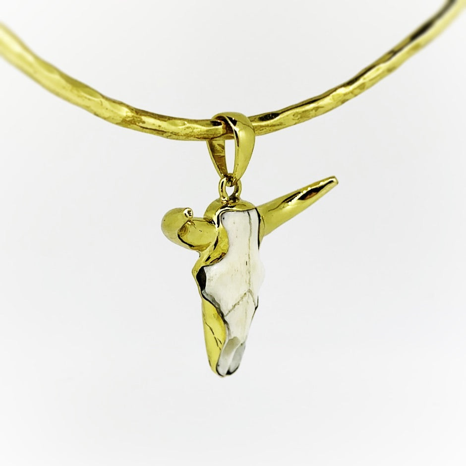 Buffalo Skull Medicine Pendant - White Bone