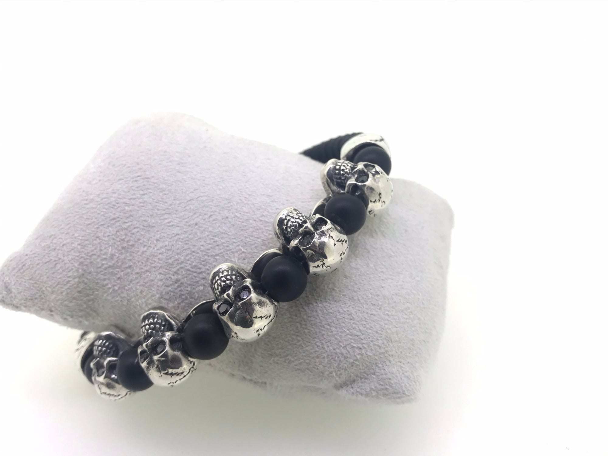 Mark Baker Skull Bracelet - Silver and Black Diamonds by Gypsy Belles