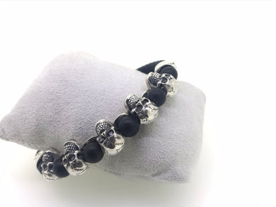 Mark Baker Skull Bracelet - Silver and Black Diamonds by Gypsy Belles
