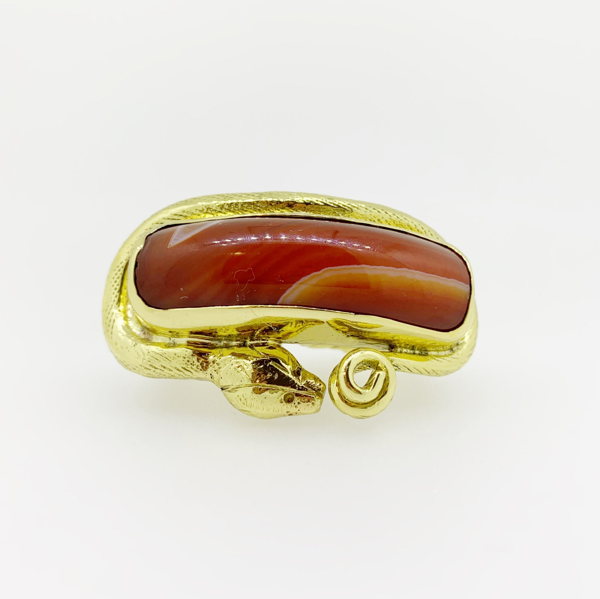 Temple Snake Red Gemstone Knuckle Ring