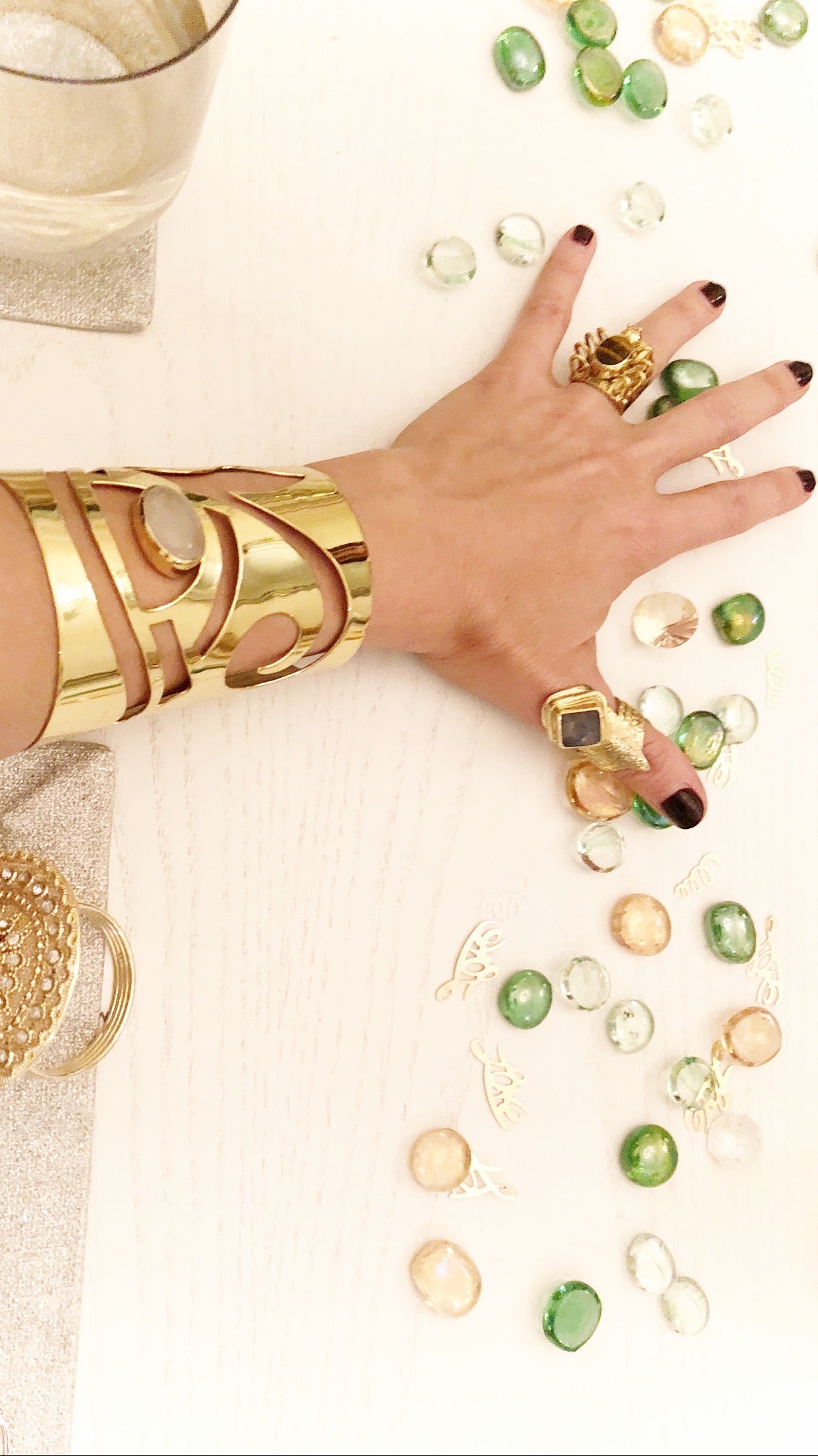 Eye of Horus Cuff with Rose Quartz Cabochon