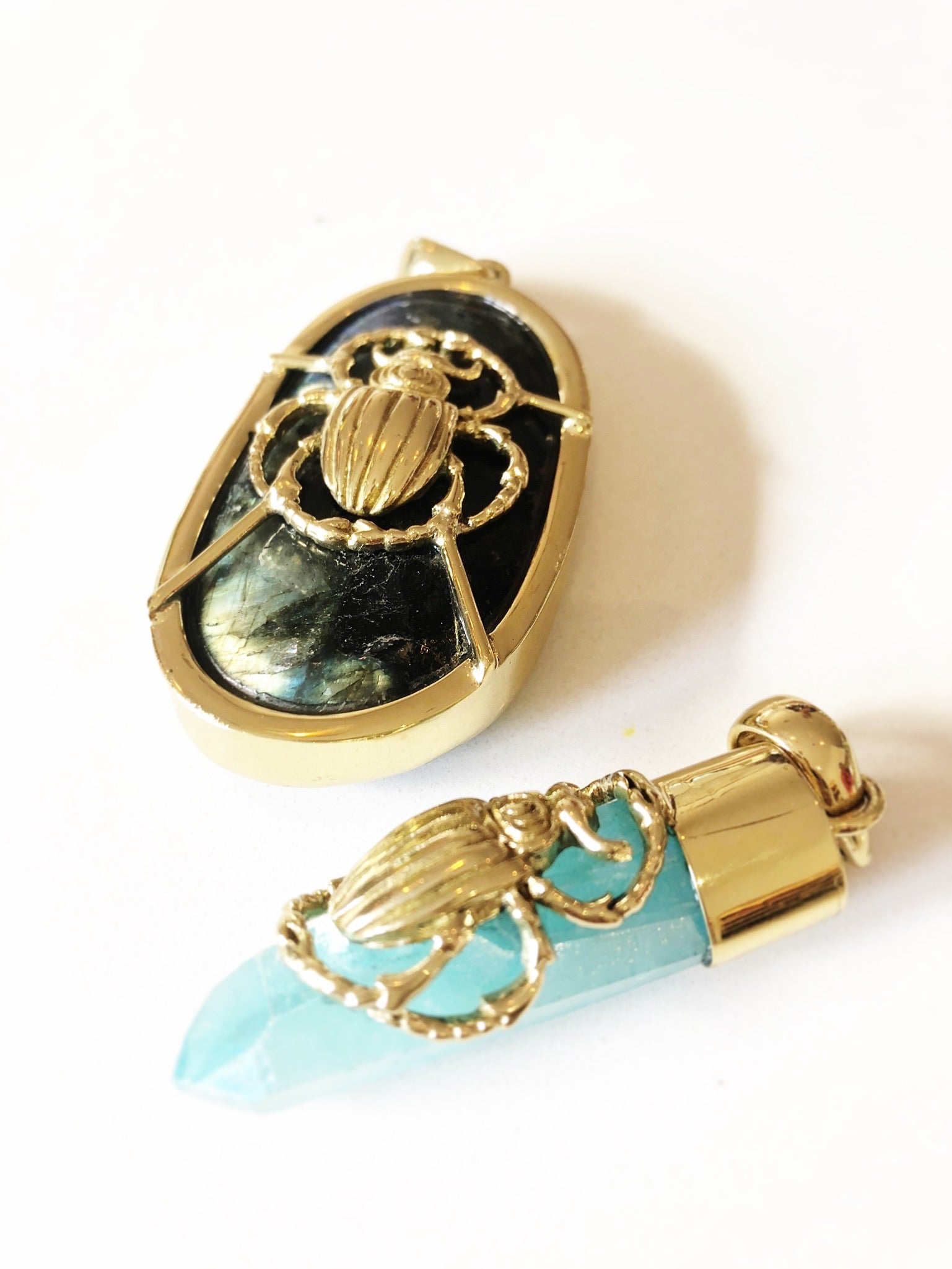 Scarab Labradorite Shamanic Amulet of Protection  