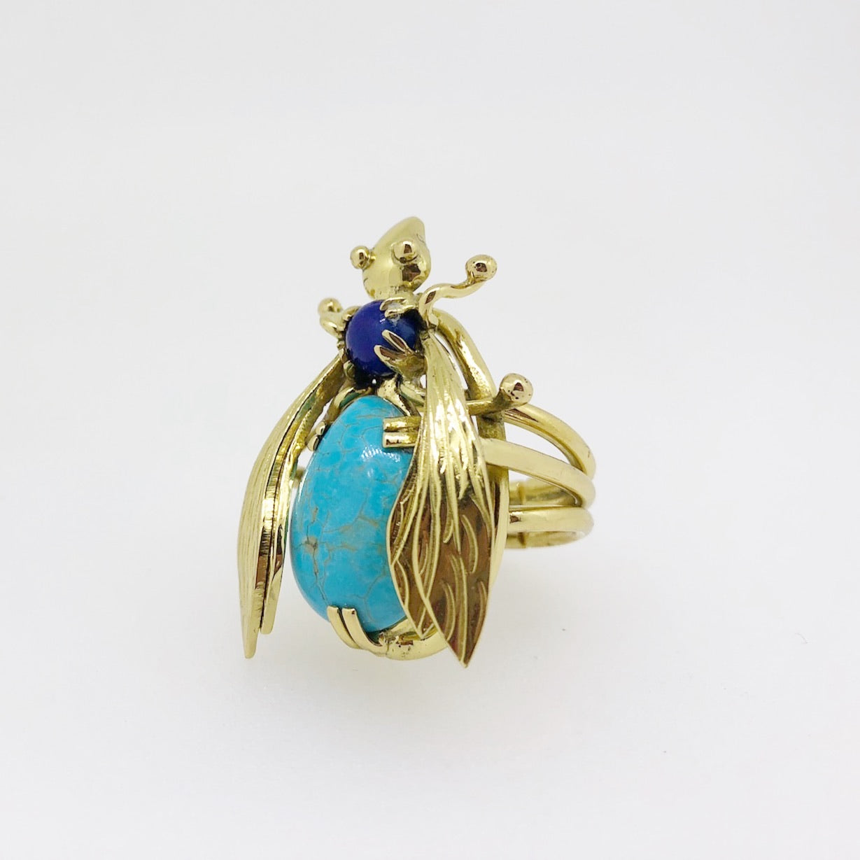 Sacred Bee Small Ring Turquoise  + Lapis Lazuli