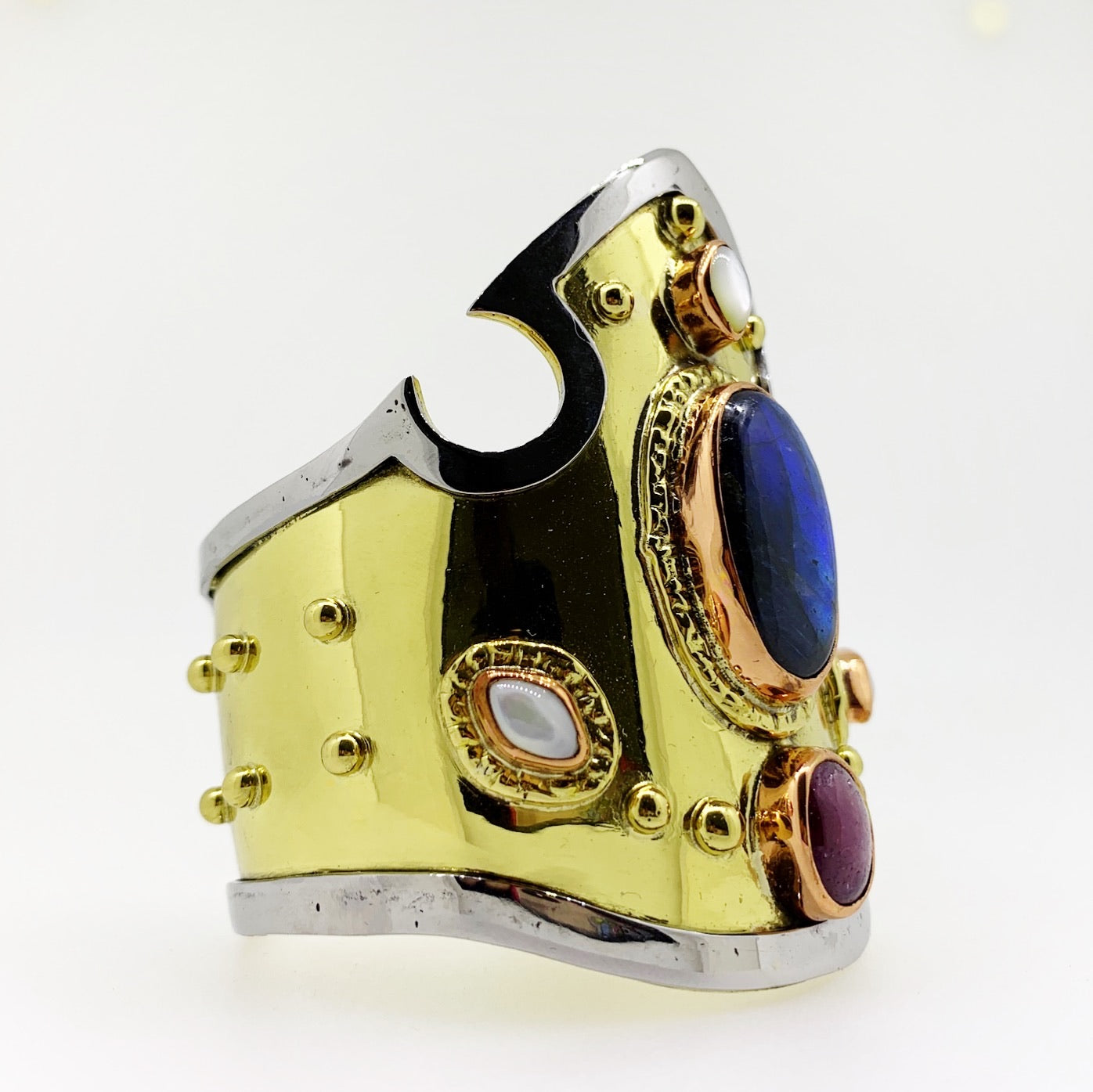 Wonder Woman Ruby & Persian Blue Labradorite  Cabochon Cuff