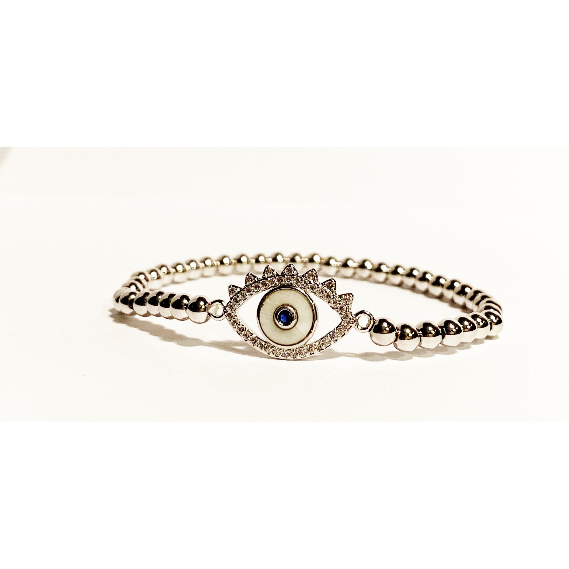 LUCKY EYE Bling Protective Bracelet Silver Blue Sapphire Pupil