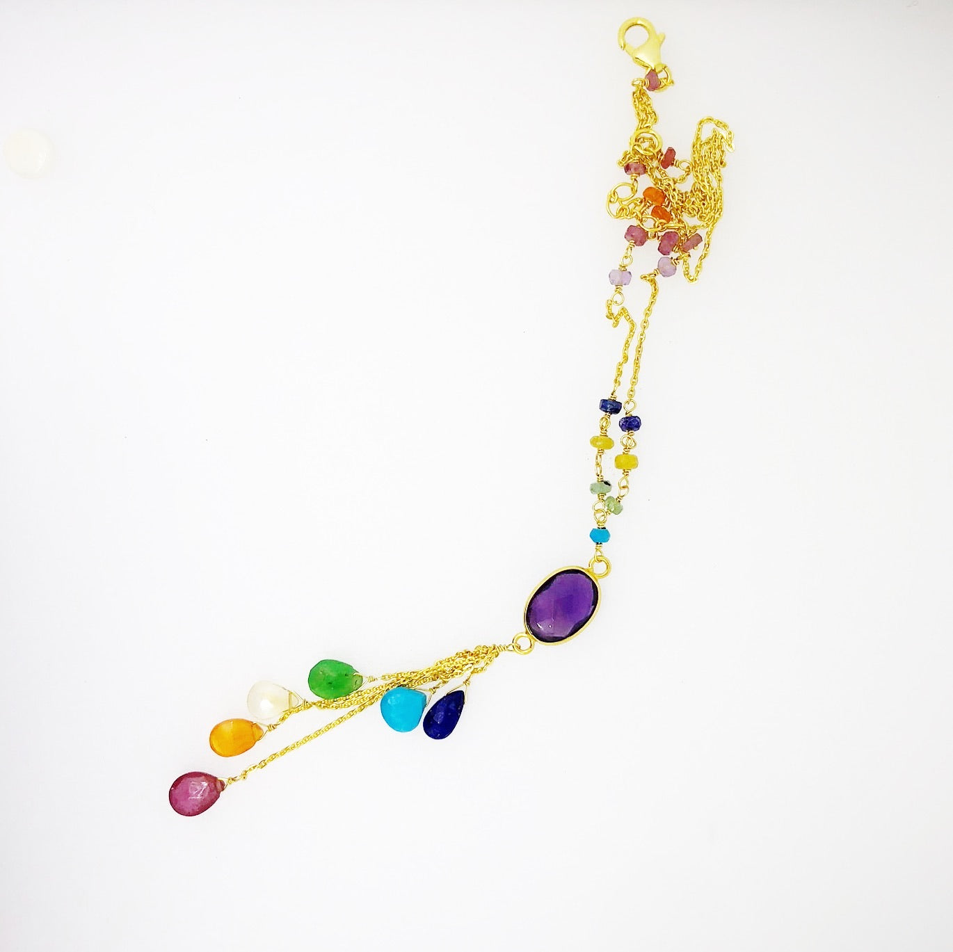 Gemstone Waterfall 7 Chakra Necklace