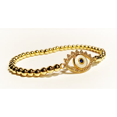 LUCKY EYE Bling Protective Bracelet Gold Blue Sapphire Pupil