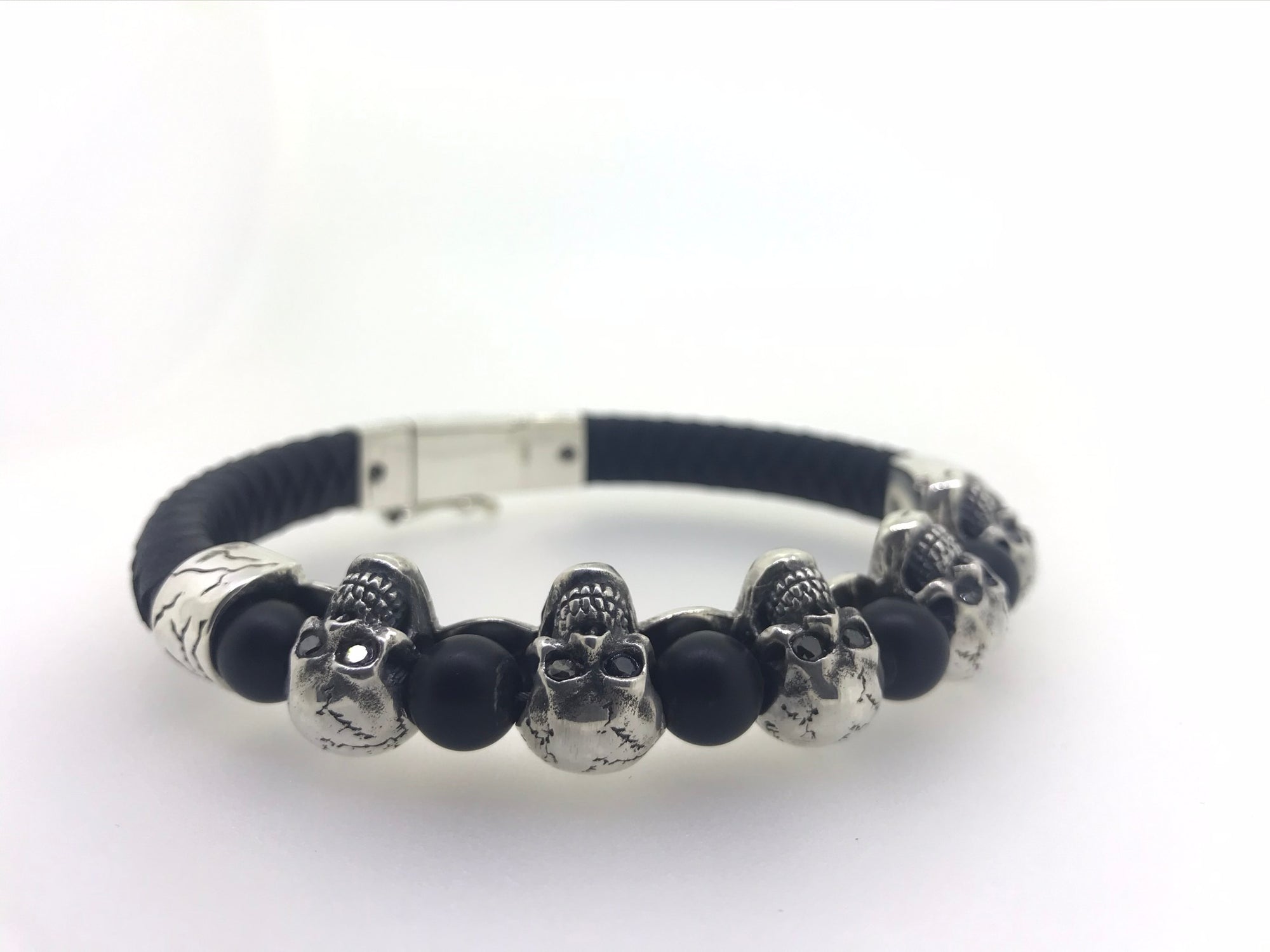 Mark Baker Skull Bracelet - Silver and Black Diamonds by Gypsy Belles