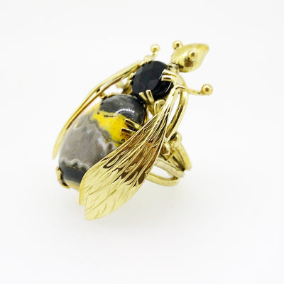 Sacred Bee Important Ring Bumblebee Jasper + Onyx