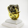 Pyrite Crystal Power Cluster Claw Ring