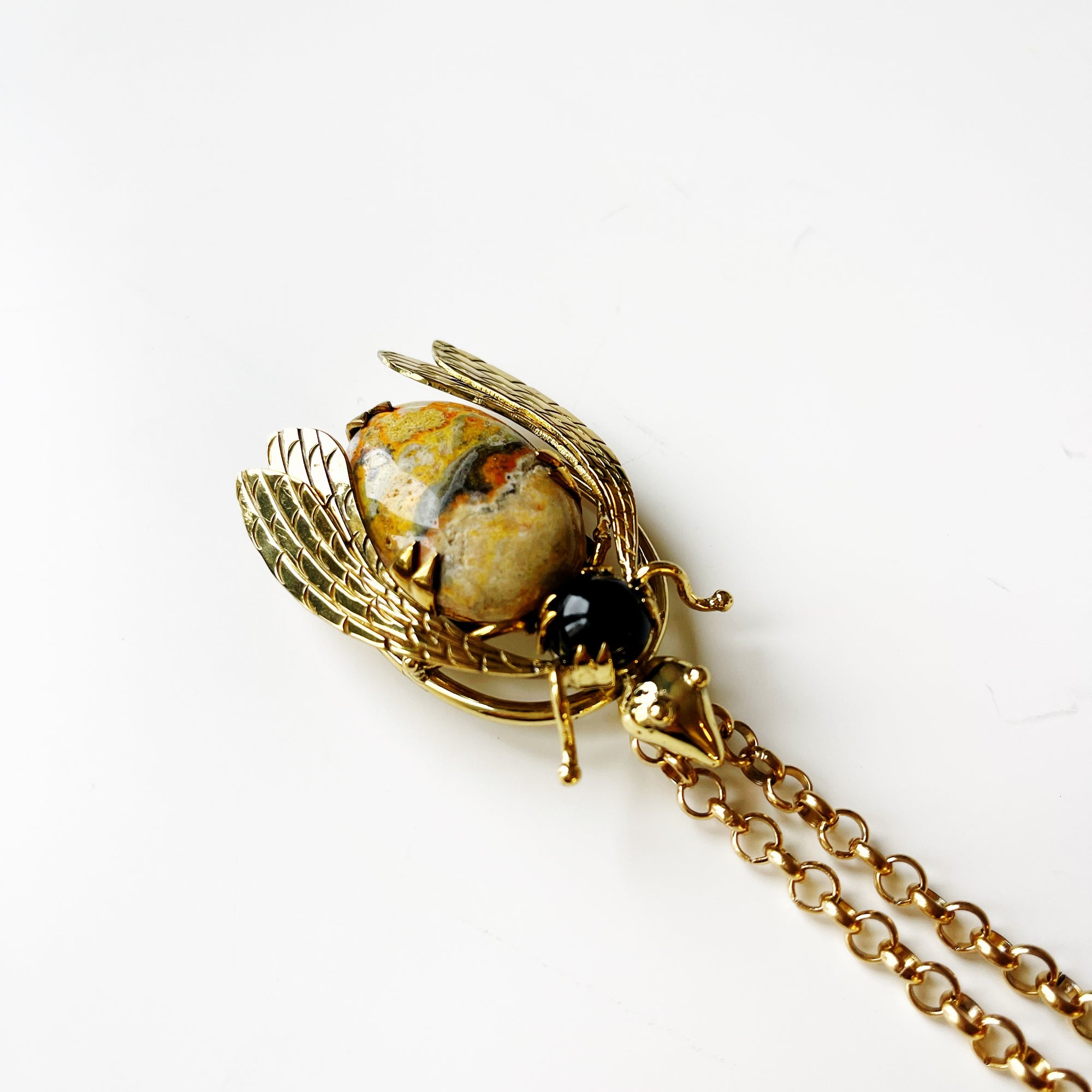 Sacred Bee Important Pendant in Bumblebee Jasper + Onyx