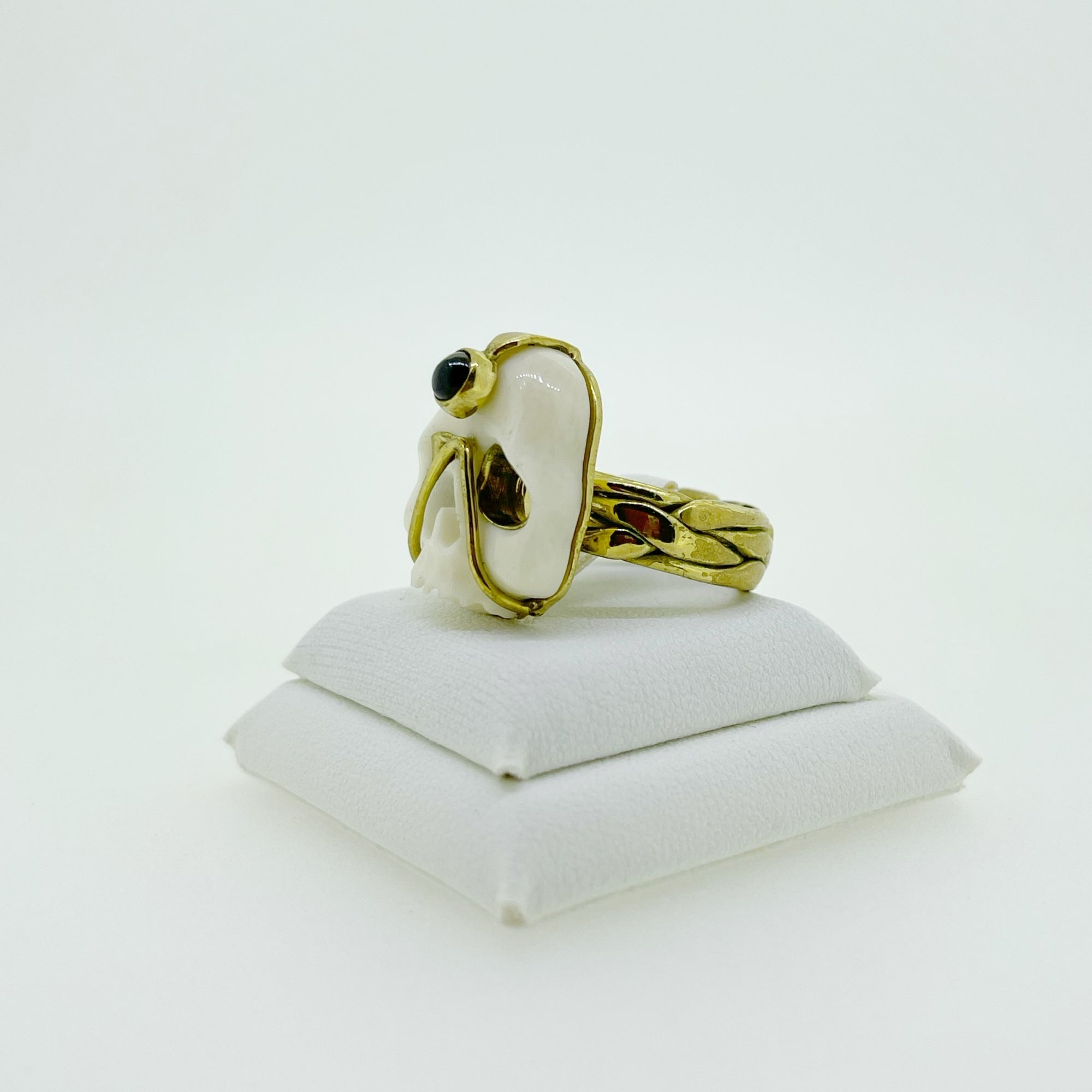 Mark Baker Skull - Jedi Bone & Tourmaline Cabochon Ring