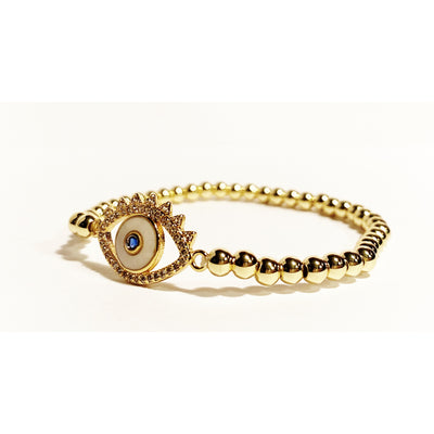 LUCKY EYE Bling Protective Bracelet Gold Blue Sapphire Pupil