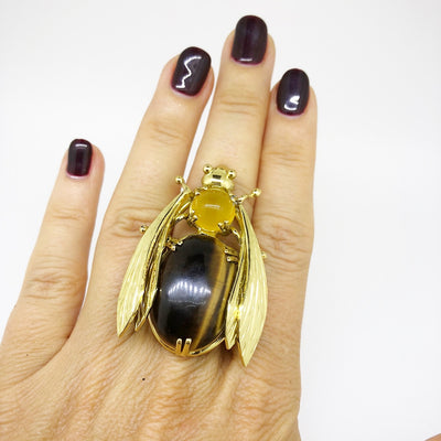 Sacred Bee Important Ring Tiger’s Eye