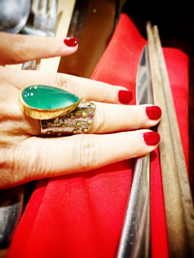 Emerald Green Cabochon Tara Wrap Ring
