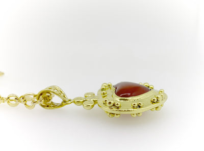 Victorian Heart Necklace with Carnelian Gemstone