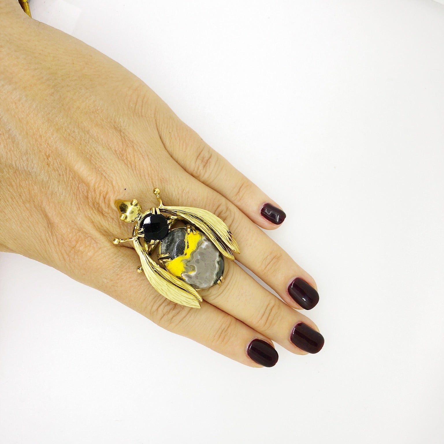 Sacred Bee Important Ring Bumblebee Jasper + Onyx