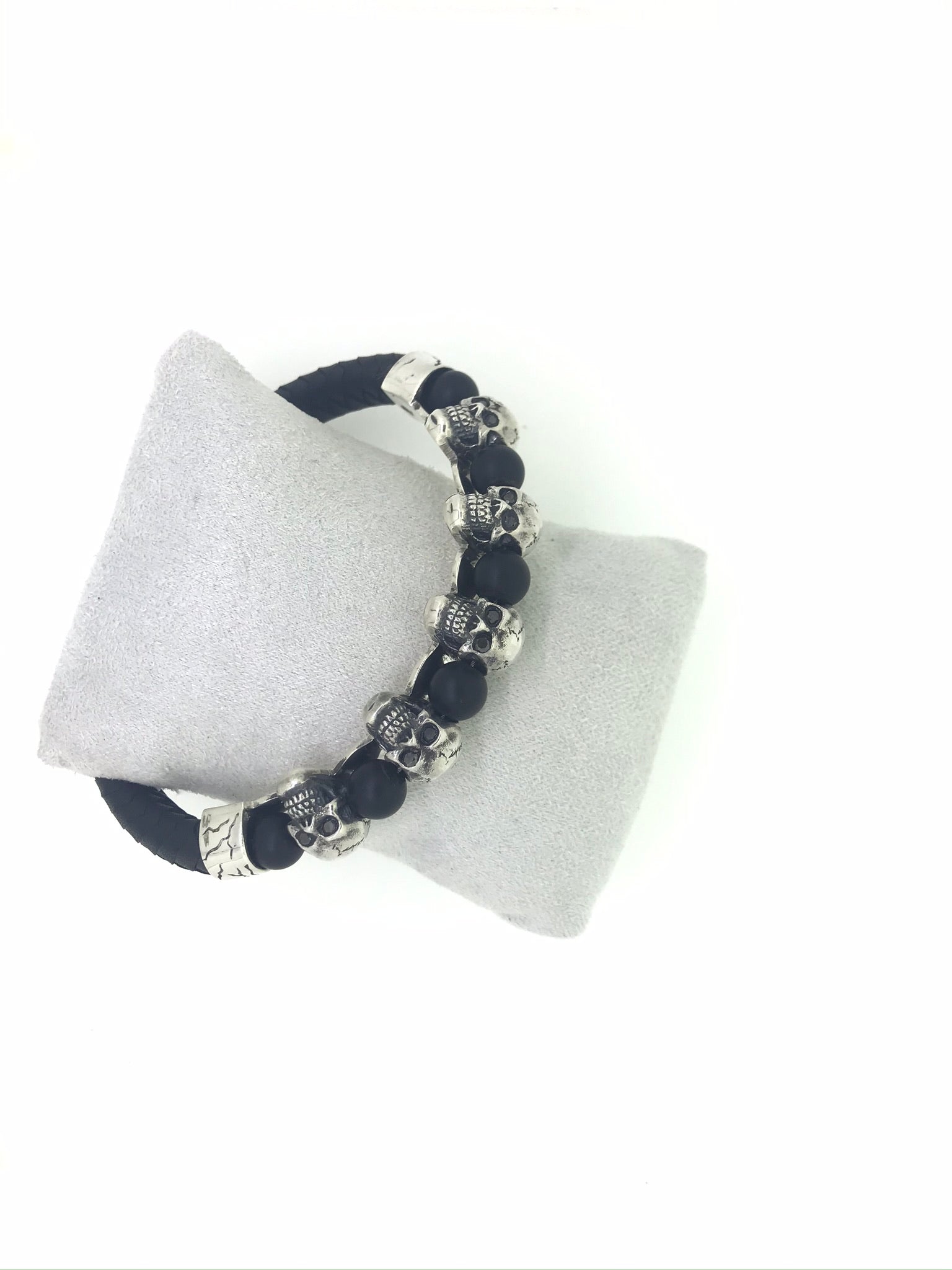 Mark Baker Skull Bracelet - Silver and Black Diamonds by Gypsy Belles