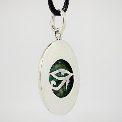 Eye of Horus Silver Malachite Amulet Reversible