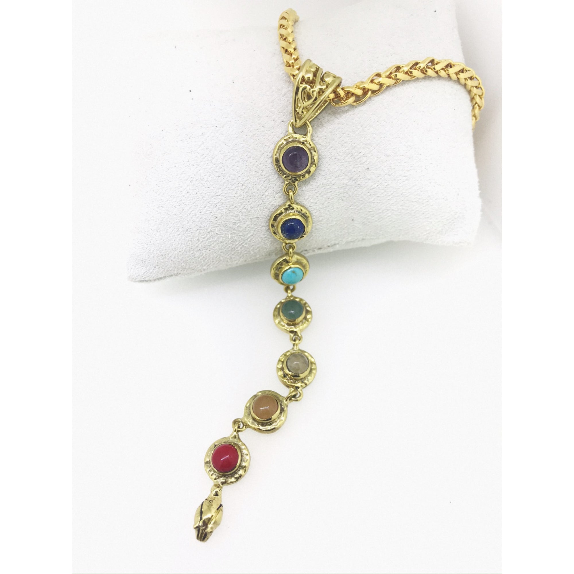 Kundalini 7 Chakra articulated Gemstone Snake Head