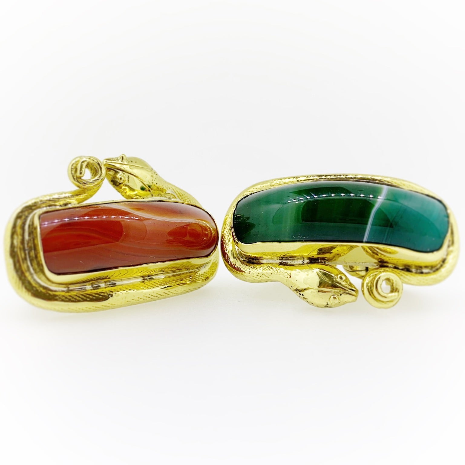 Temple Snake Green Gemstone Knuckle Ring