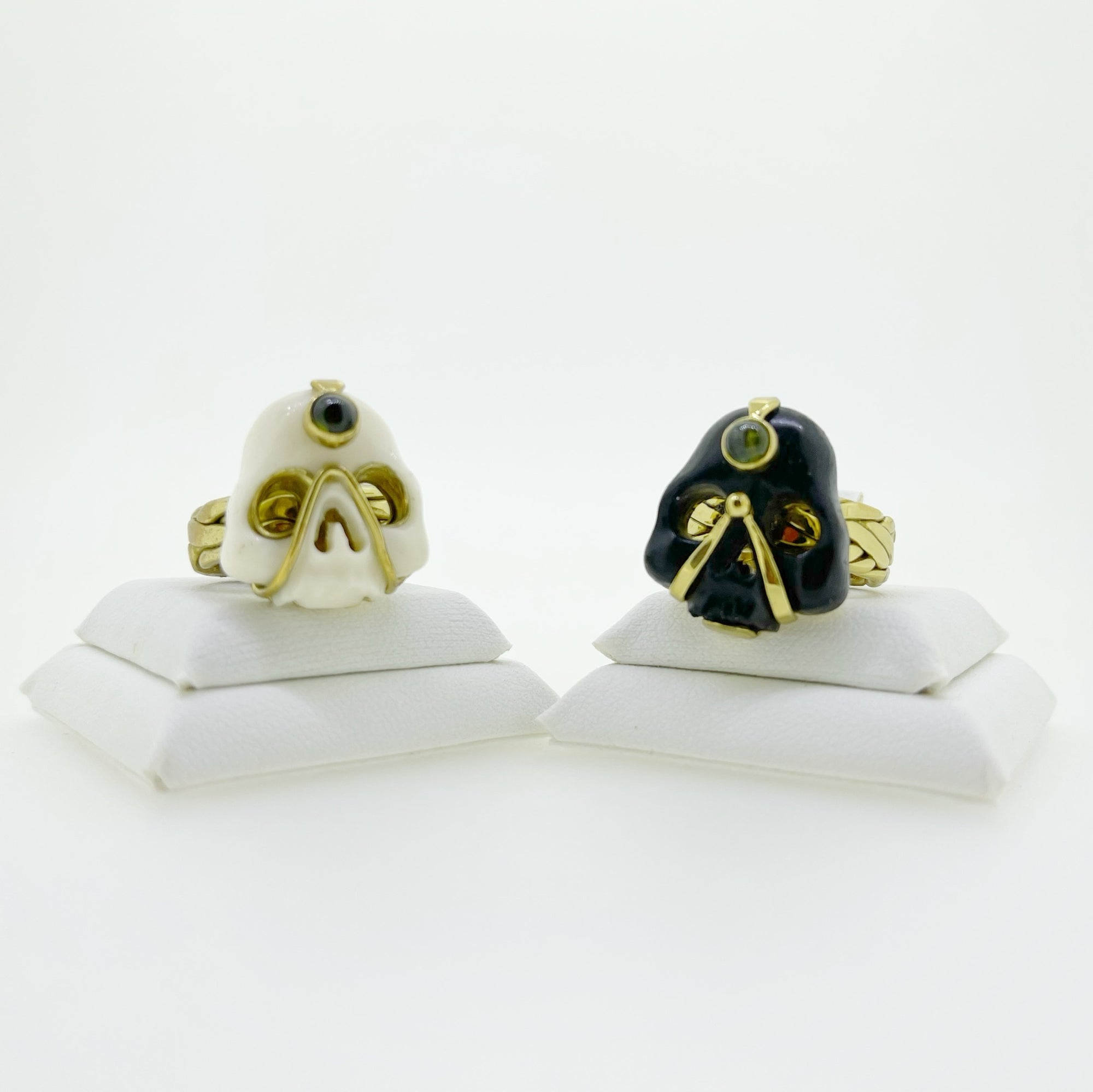 Mark Baker Skull - Jedi Bone & Tourmaline Cabochon Ring