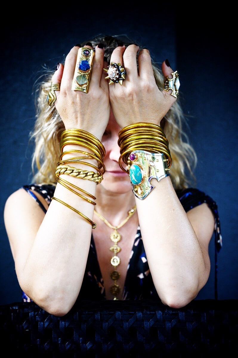 Wonder Woman Ruby & Persian Turquoise Cabochon Cuff