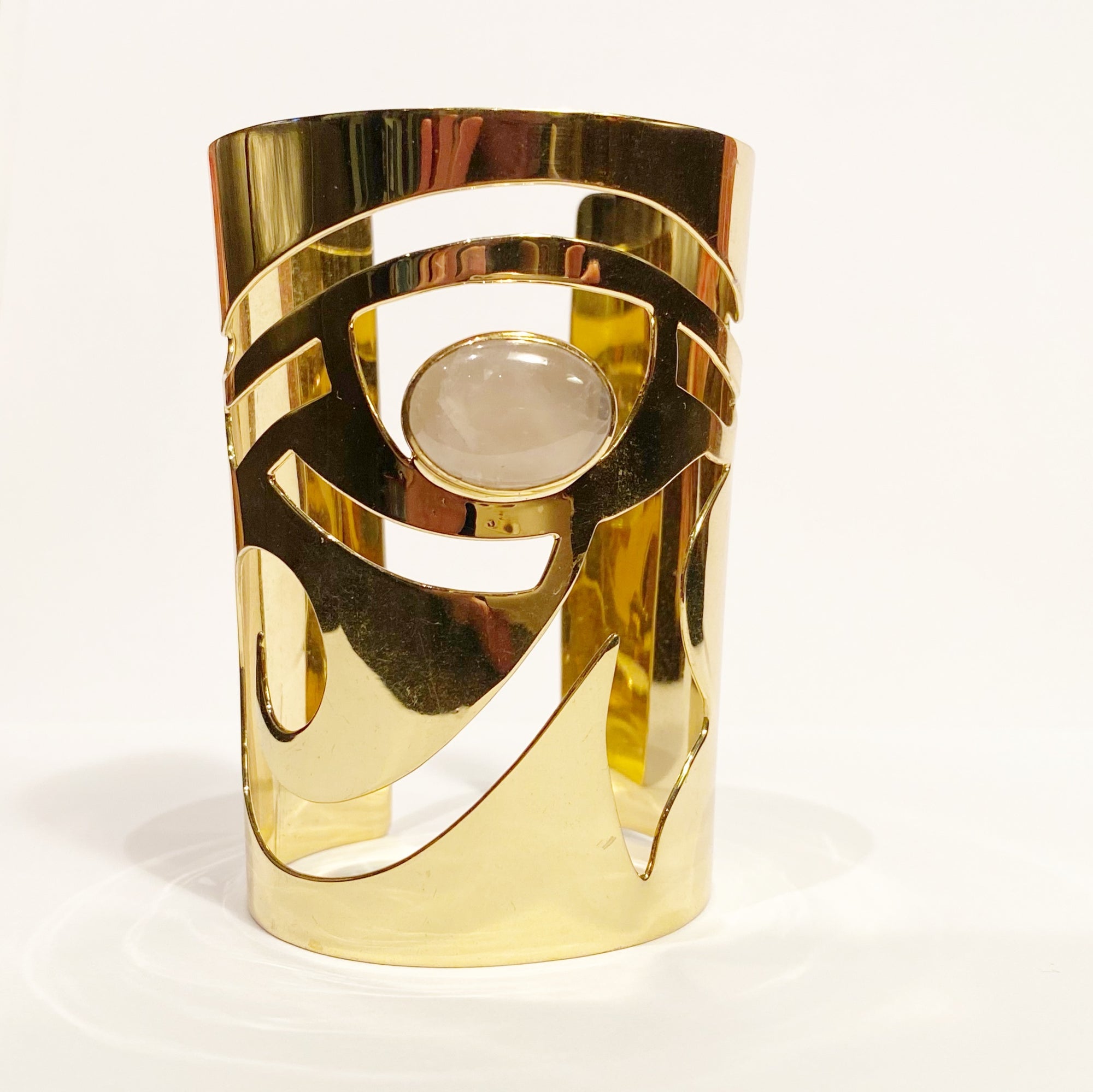 Eye of Horus Cuff with Rose Quartz Cabochon