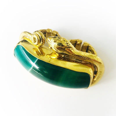 Temple Snake Green Gemstone Knuckle Ring