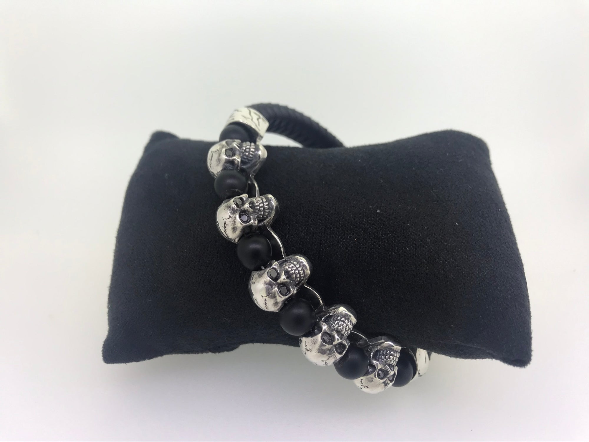 Mark Baker Skull Bracelet - Silver and Black Diamonds by Gypsy Belles