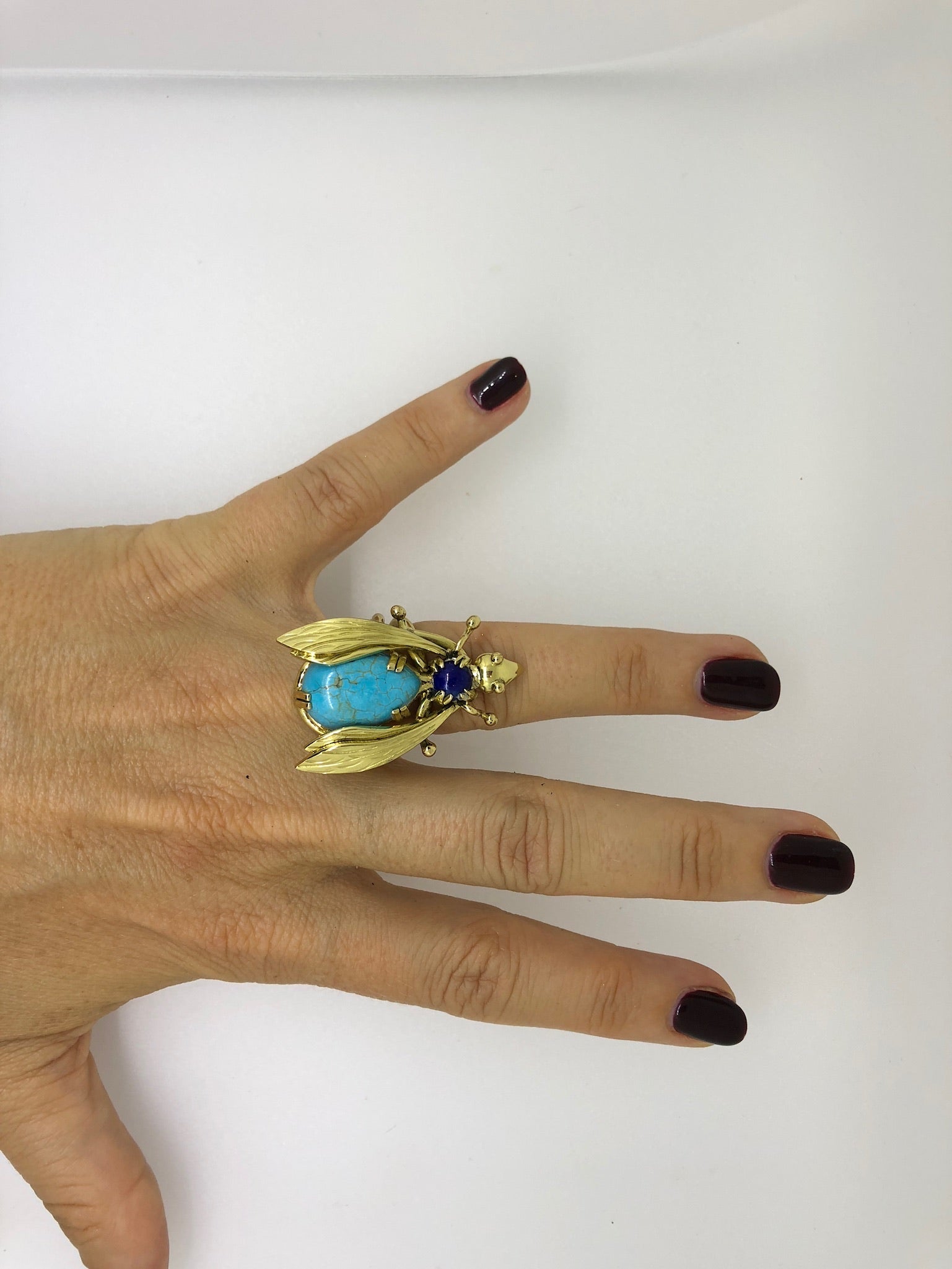 Sacred Bee Small Ring Turquoise  + Lapis Lazuli