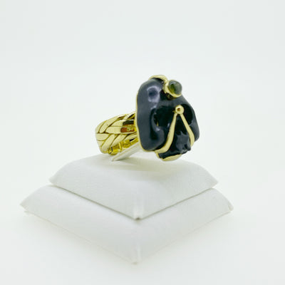 Mark Baker Skull - Jedi Ebony Tourmaline Cabochon Ring