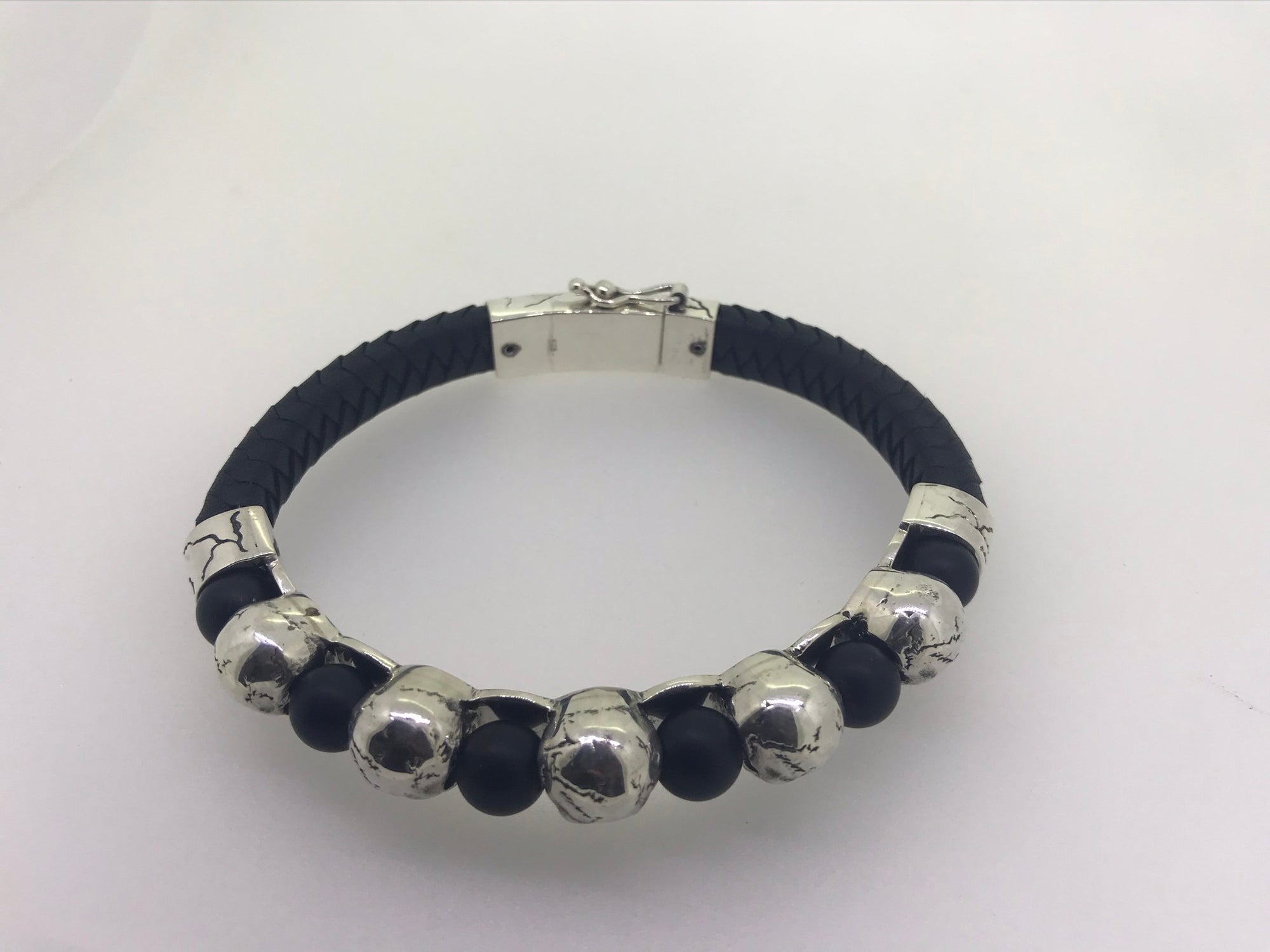 Mark Baker Skull Bracelet - Silver and Black Diamonds by Gypsy Belles