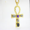 Key of Life Sacred Ankh pendant Labradorite, Amethyst & Onyx