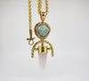 ROSE QUARTZ + Aventurine Double Gemstone Pendulum / Amulet ROUGH DOUBLE GEMSTONE PENDULUM PENDANT