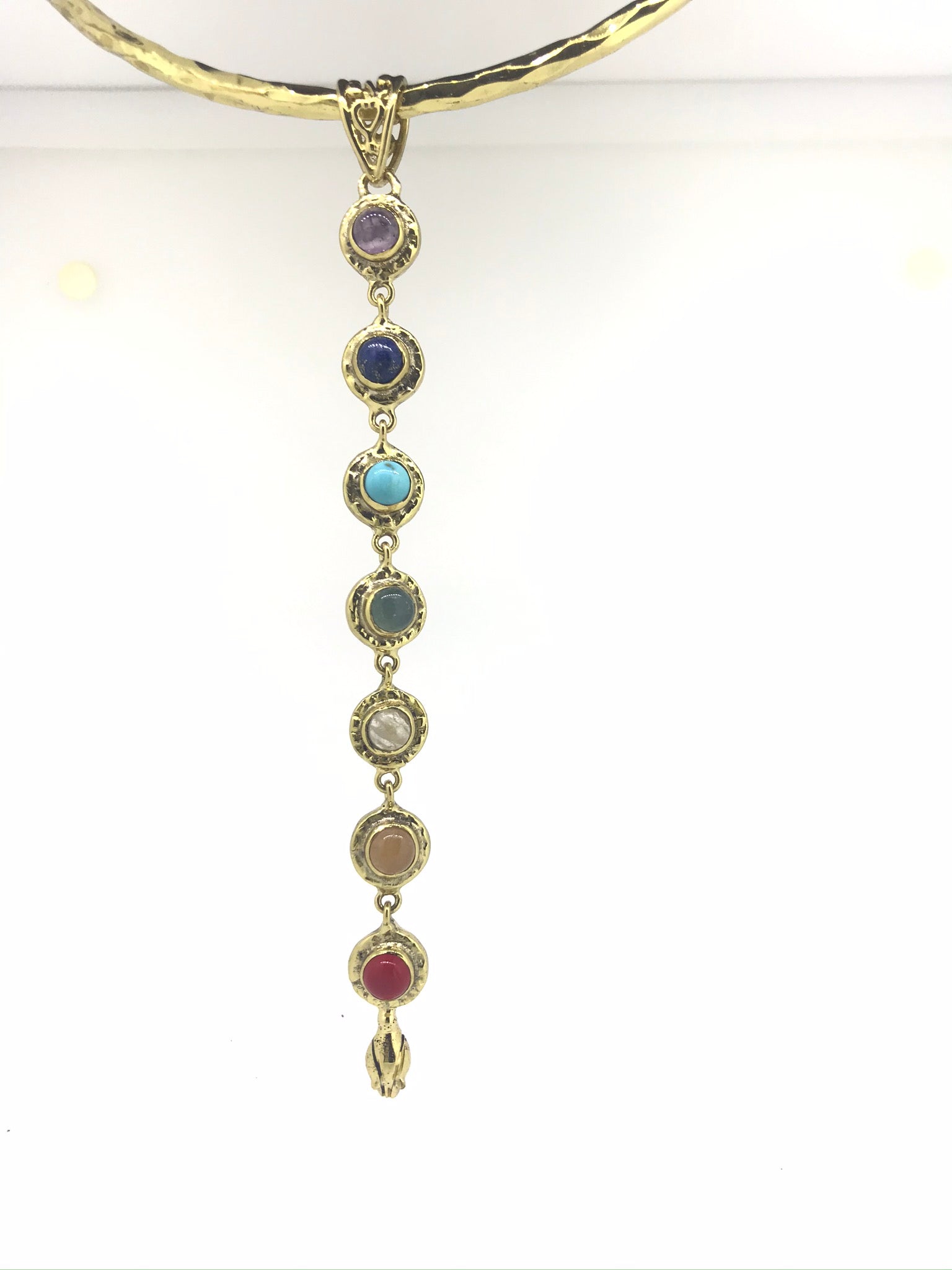 Kundalini 7 Chakra articulated Gemstone Snake Head