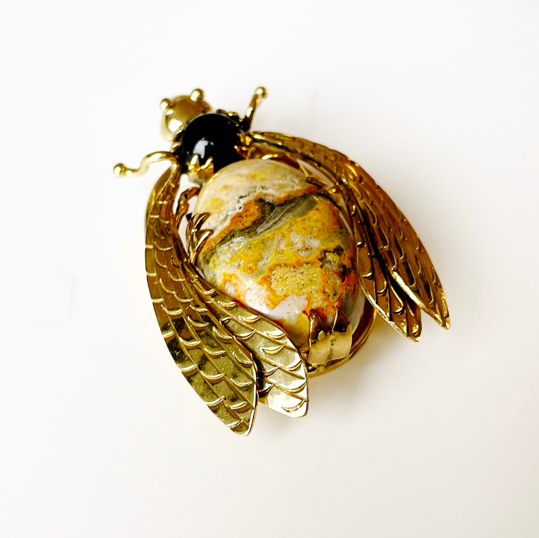 Sacred Bee Important Pendant in Bumblebee Jasper + Onyx