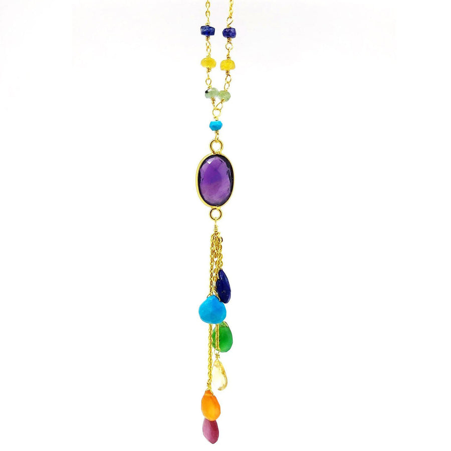 Gemstone Waterfall 7 Chakra Necklace